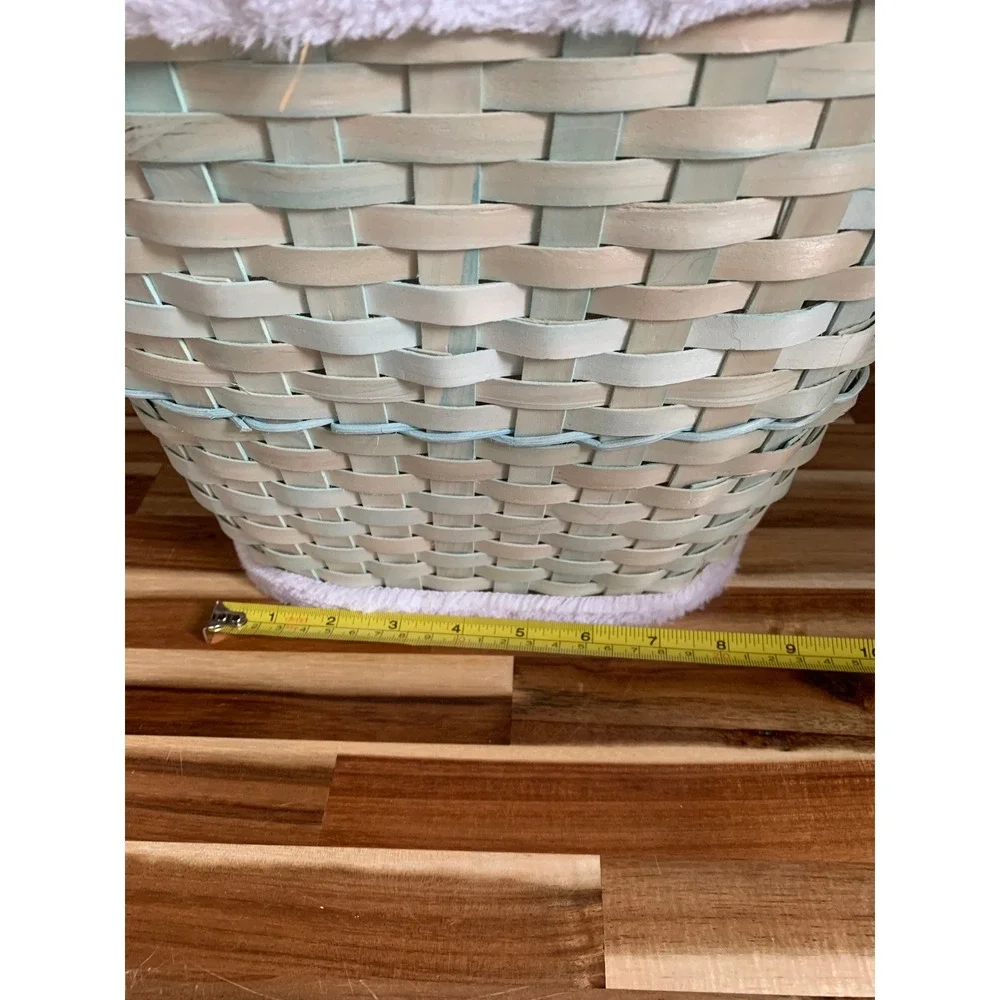 Vintage Woven Wood Easter Basket Bunny Ears Mint Green Cottagecore Fairycore Y2K